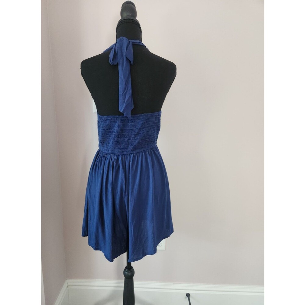 NWT Cupshe Halter Romper Navy Blue Wide Leg Plunging V-Neck Summer Size Small - Picture 5 of 7